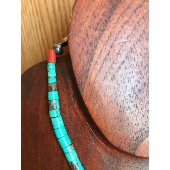 Vtg Necklace Graduated Disc Turquoise & Shell With Mother Of Pearl Discs - Picture 3 of 10